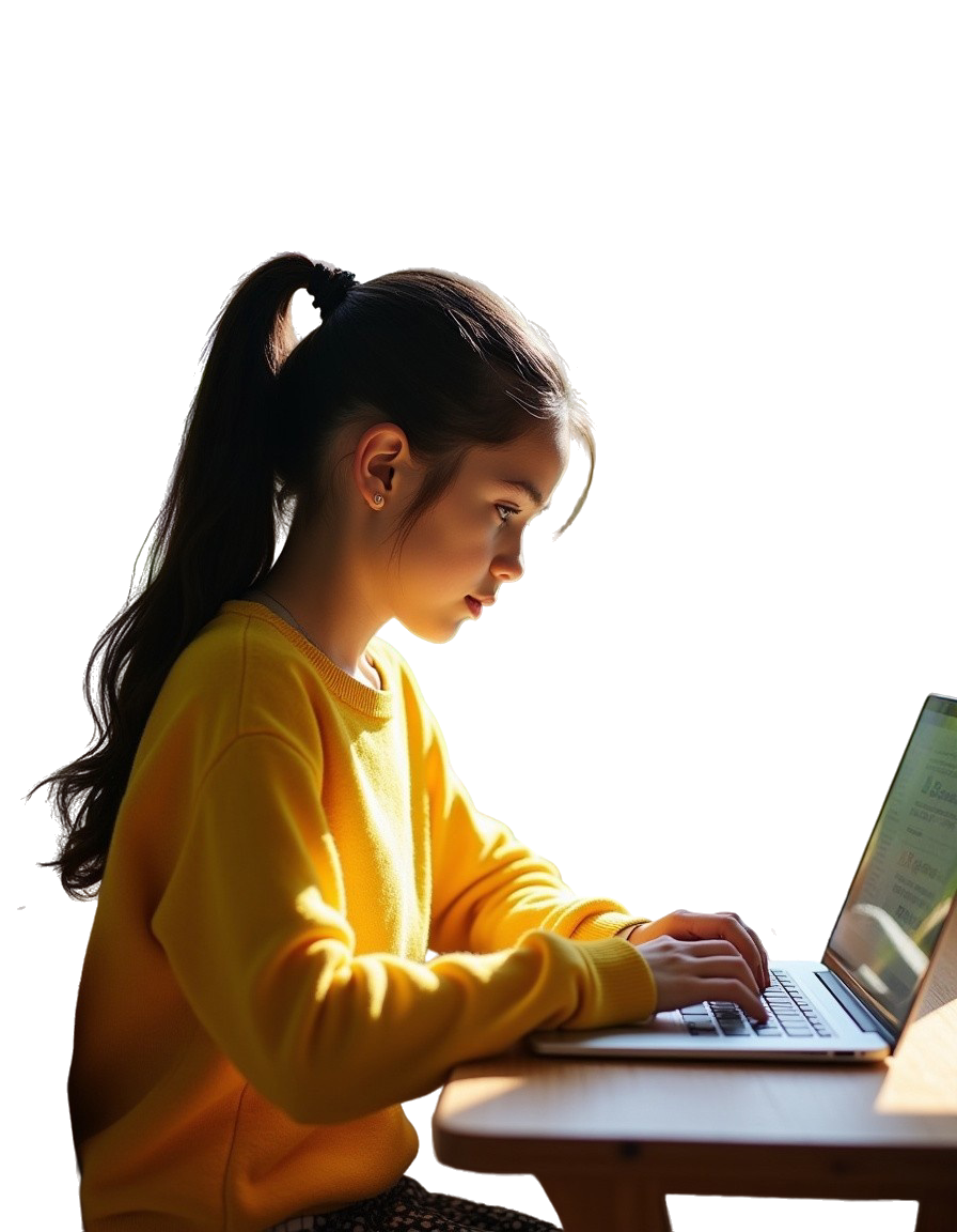 Students collaborating with laptops in a bright classroom setting